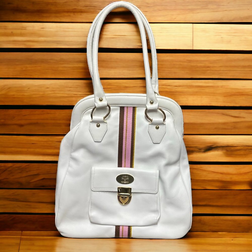 Designer Christine Price Haute Olivia White Napa Leather Diaper Shoulder Bag XL